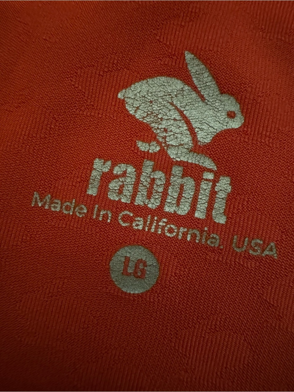 rabbit Engineered Jacquard Running Tank Top Coral Red Bunny Motif Singlet LG - Picture 5 of 6